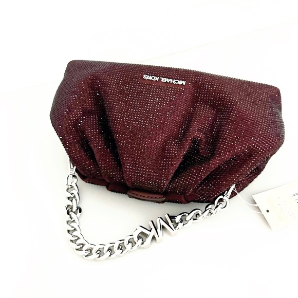 NWT MICHAEL MICHAEL KORS Nola Small Crystal Embellished Chain Crossbody Oxblood - Picture 10 of 16